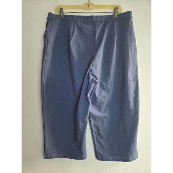 L.L. Bean Women Grey Blue Cotton Knit Straight Leg Cropped Pull On Pants sz XL - Picture 4 of 8